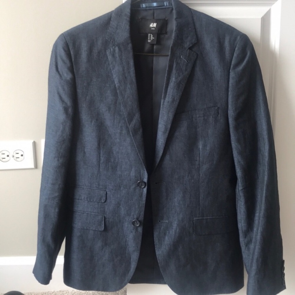 H&M Blue Linen 36R Blazer